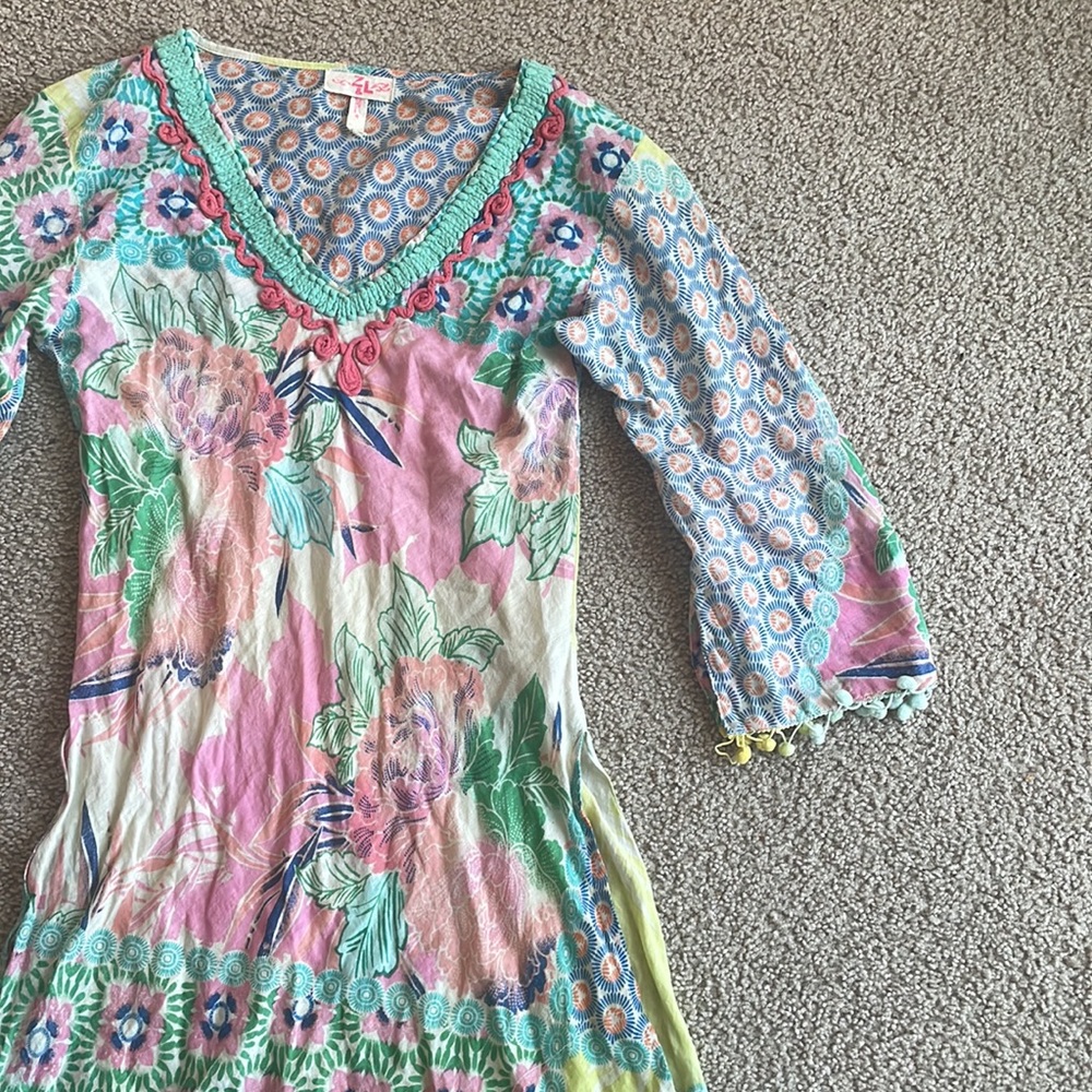Z&L Europe cotton beach coverup Pom Pom detail small - Picture 2 of 5